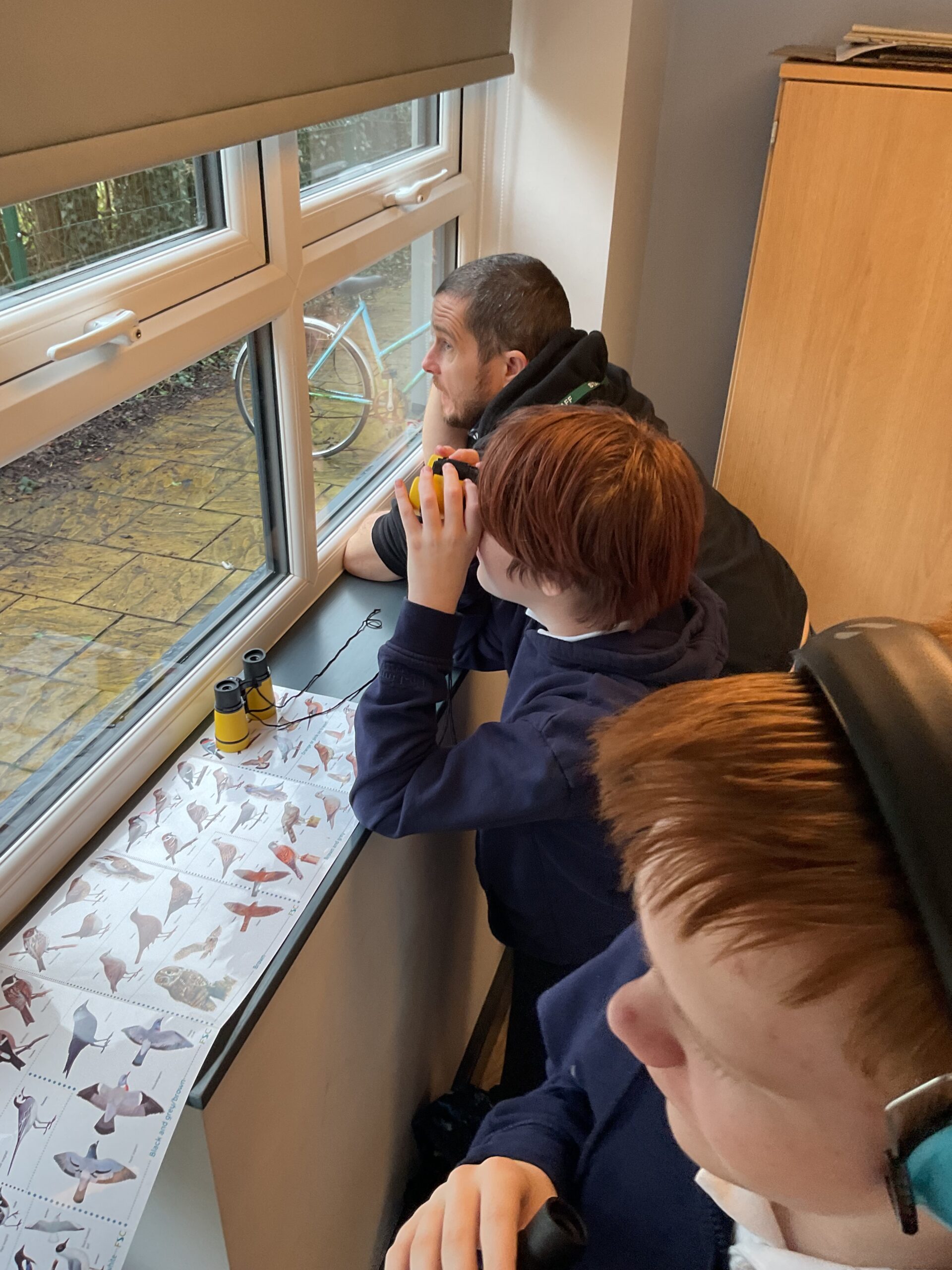 Outdoor learning at Allerthorpe SEN School as learners observe and record birds for the National Bird Count.